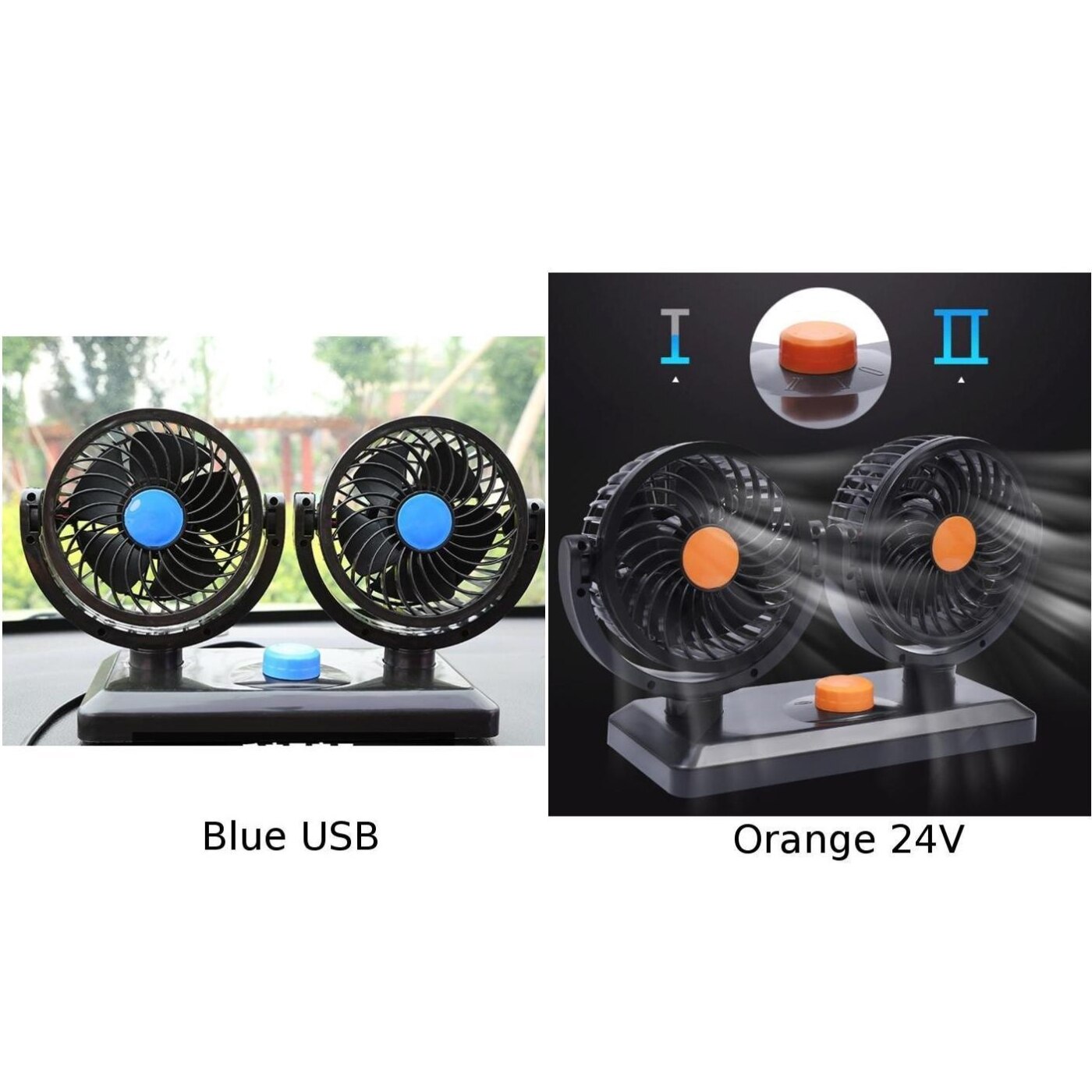 USB Dual-Head Fan Big Dual-Head Universal 360-Degree Rotation Car Truck