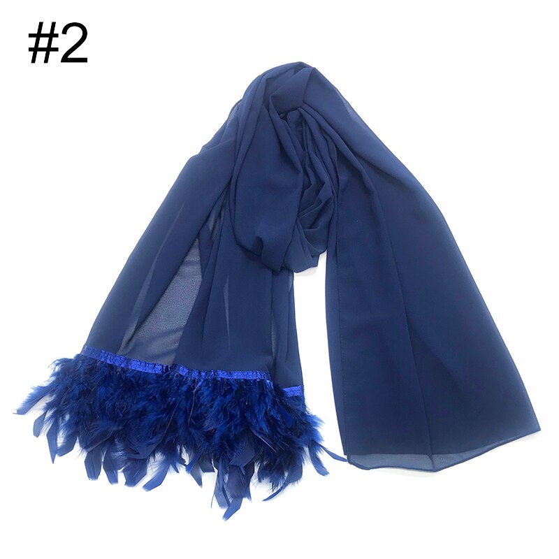 Écharpe plume en mousseline de soie, hijab, écharpe à bulle simple, écharpe populaire, châle musulman, turban, 190x70cm,: 2