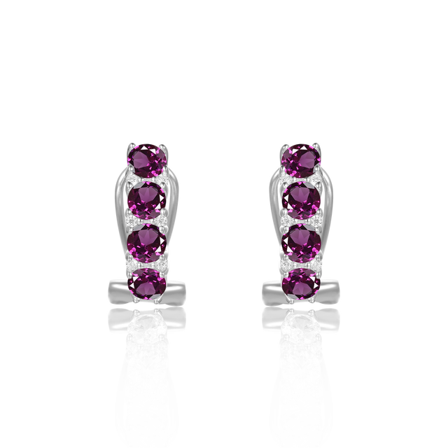 GEM&#39;S BALLET orecchini rotondi con chiusura a leva con granato nero naturale orecchini con gemme in argento Sterling 925 per donna: Rhodolite Garnet