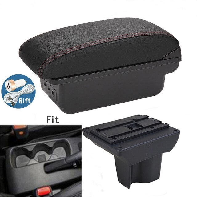 For TOYOTA RUSH ARMREST Armrest box Car accessories Interior storage box Original armrest chargeable usb: B-Black red line