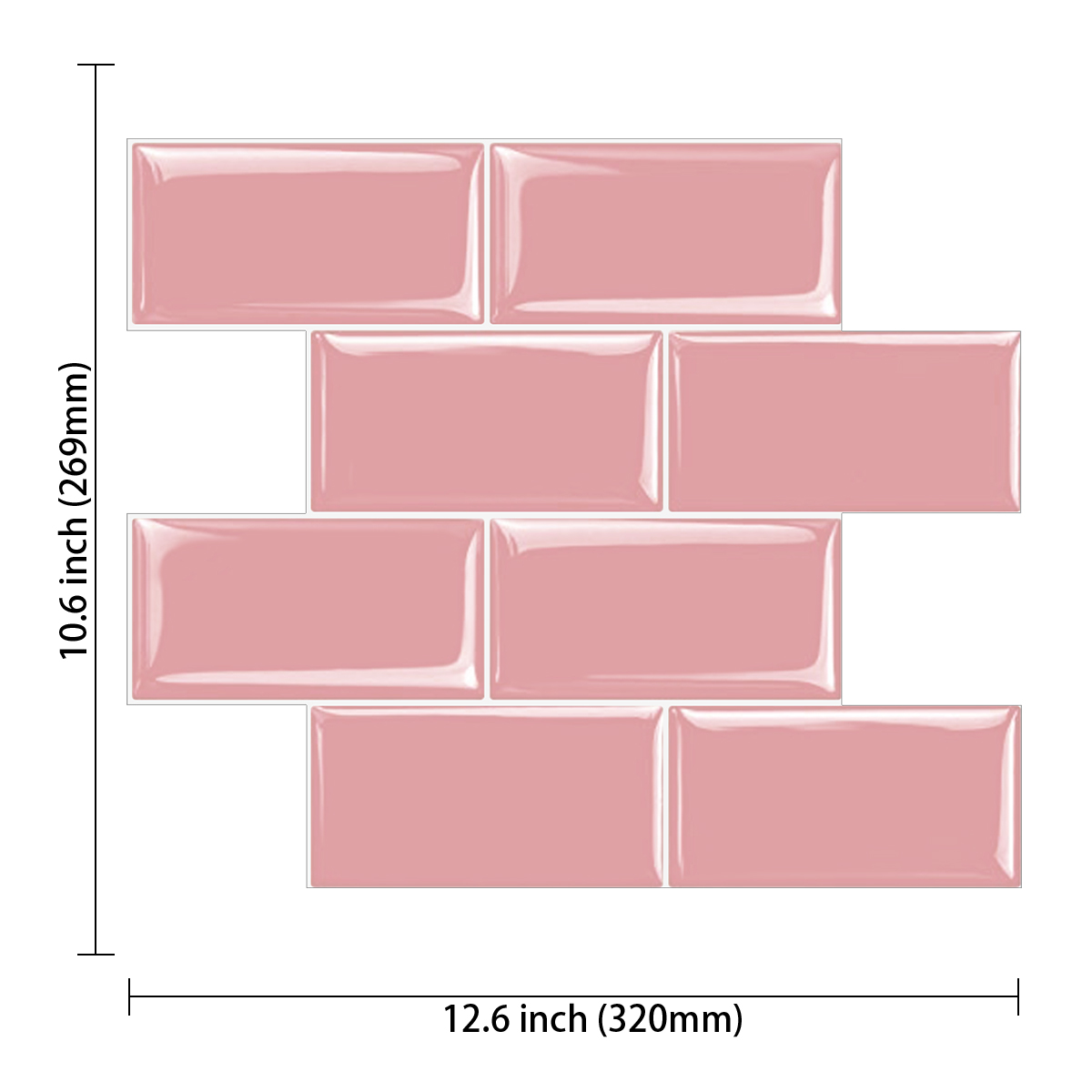 Rectangular Lattice Solid Color Self-Adhesive Wall Sticker, Kitchen Waterproof Baffle--1 Sheet: HB205