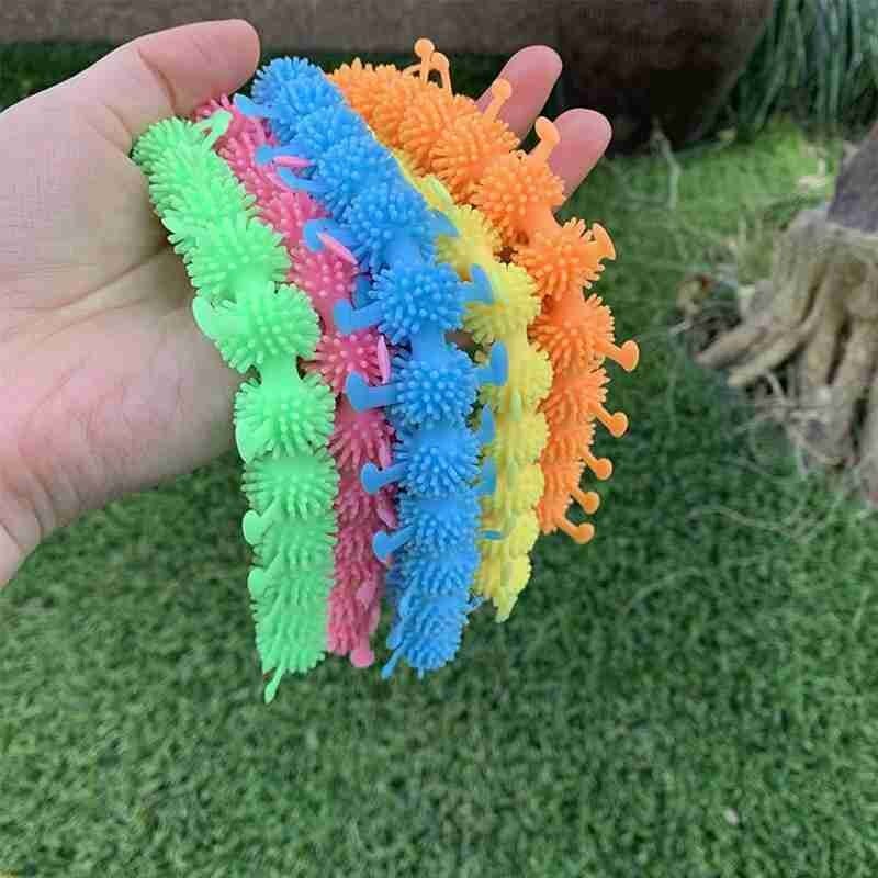 1pcs Elastic Caterpillars Stress Relief Toy Caterpillars Stretch Toy Kids Fidget Vent Toys Adult Decompression Tool Random Color