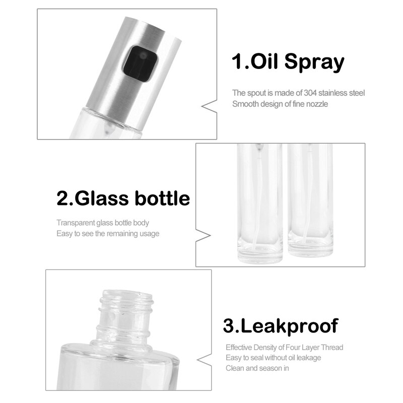 Keuken Bakken Olie Kok Olie Spray Lege Fles Azijn Fles Olie Dispenser Koken Tool Salade Bbq Koken Glas Olie Spuit