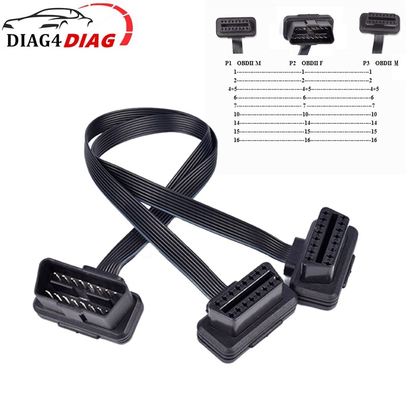 16Pin OBD2 Extension Opening Kabel Vrouwelijke Mannelijke Opening Connector Obd Ii ODB2 Auto Diagnostische Interface 30Cm 60Cm Mannelijke kabel