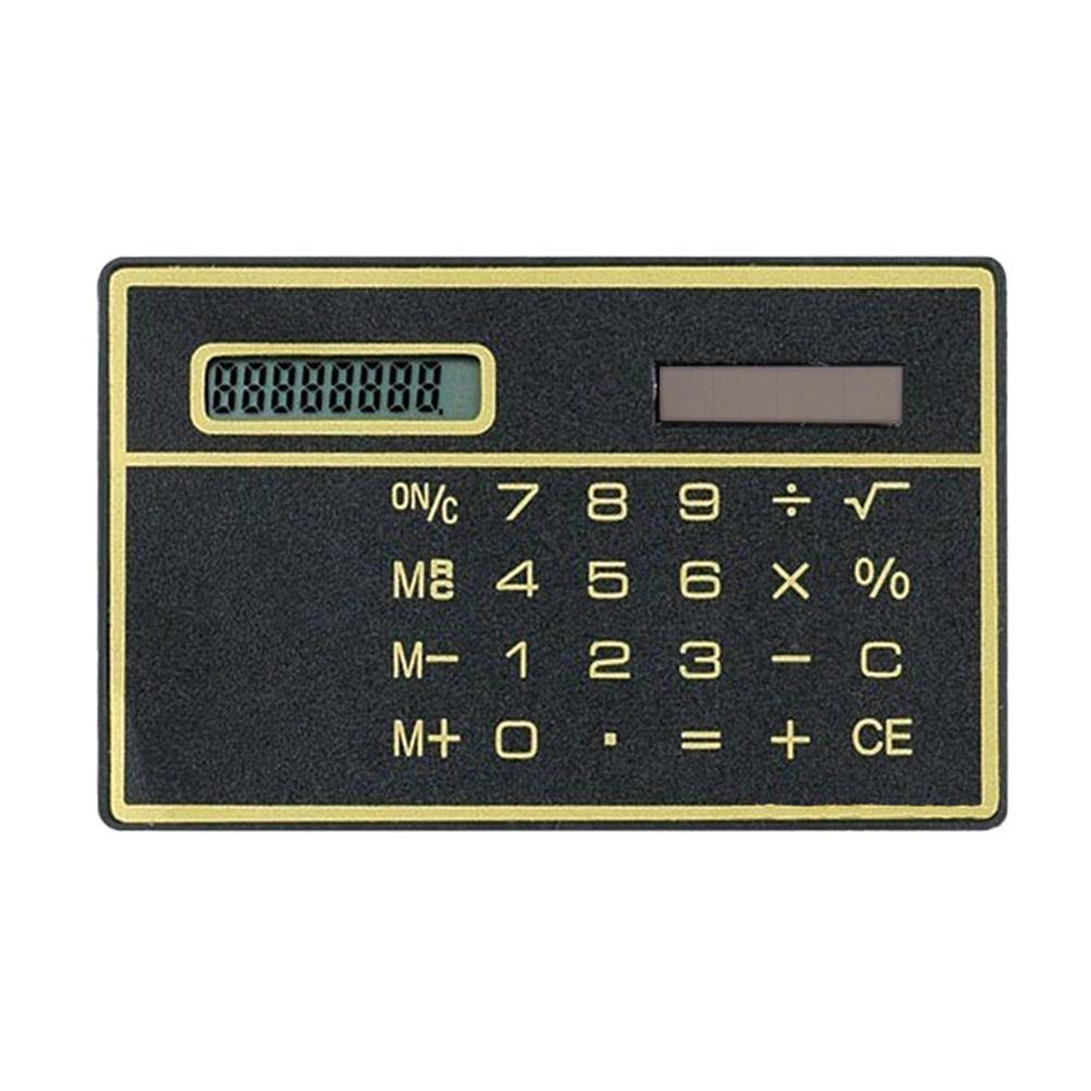 Calculadora de energia solar ultra fina de 8 dígitos com tela sensível ao toque design de cartão de crédito portátil mini calculadora para a escola de negócios: Preto