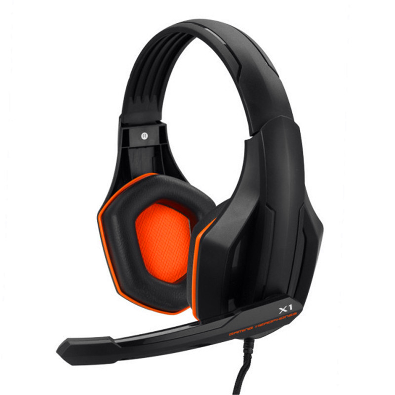 Gamer Headphone Super Bass Over-ear Computer Gaming Headset with Microphone Stereo Wired Headphones for PC PS4 Xbox: Orange