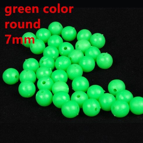 Rompin 100 stk/parti lysende perler fiskeplads bønner runde flydebolde prop lyskugler havfiskegrej lokketilbehør: Grøn runde 7mm