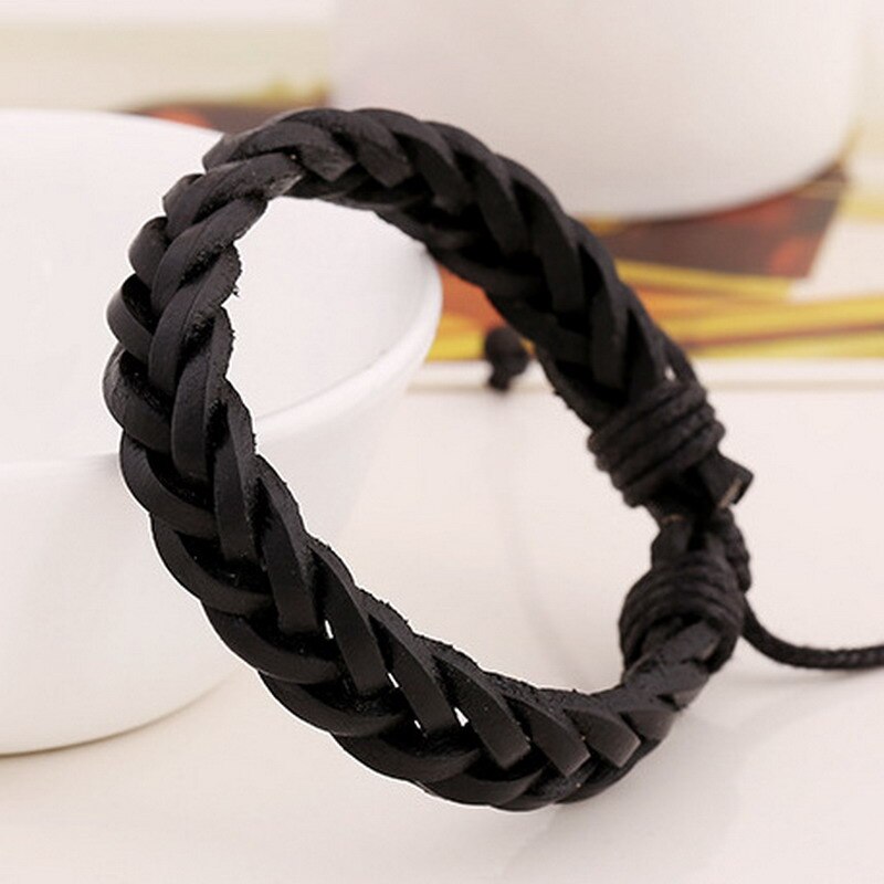 Gute Preis! Frauen Männer Armbänder Reine Hand Weben Leder Armband Einstellbar Armband Männer Schmuck: B014391