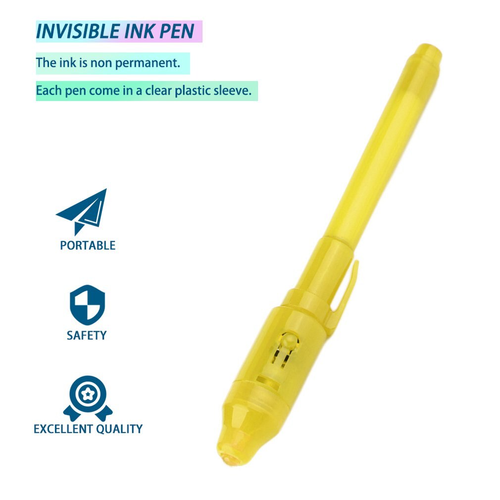 UV Light Pen 2-in-1 UV Blacklight Stationery Magical Invisible Ink Pen with Back Light For Message Security Marker