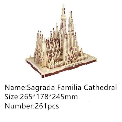 Børns voksen model træpuslespilthe sagrada familia et børnelegetøj af berømte byggeserier bedst til børn