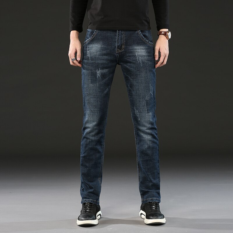 Jeans för män modal tyg business casual stretch jeans byxor manligt märke jeans