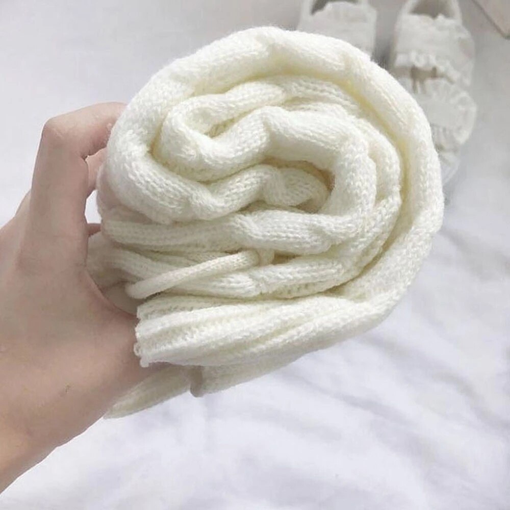 Winter Women Leg Warmers Loose Socks Wool Ball Knitted Foot Cover Warmers Korean Style Sweet Girl Lolita Cosplay Knee High Socks