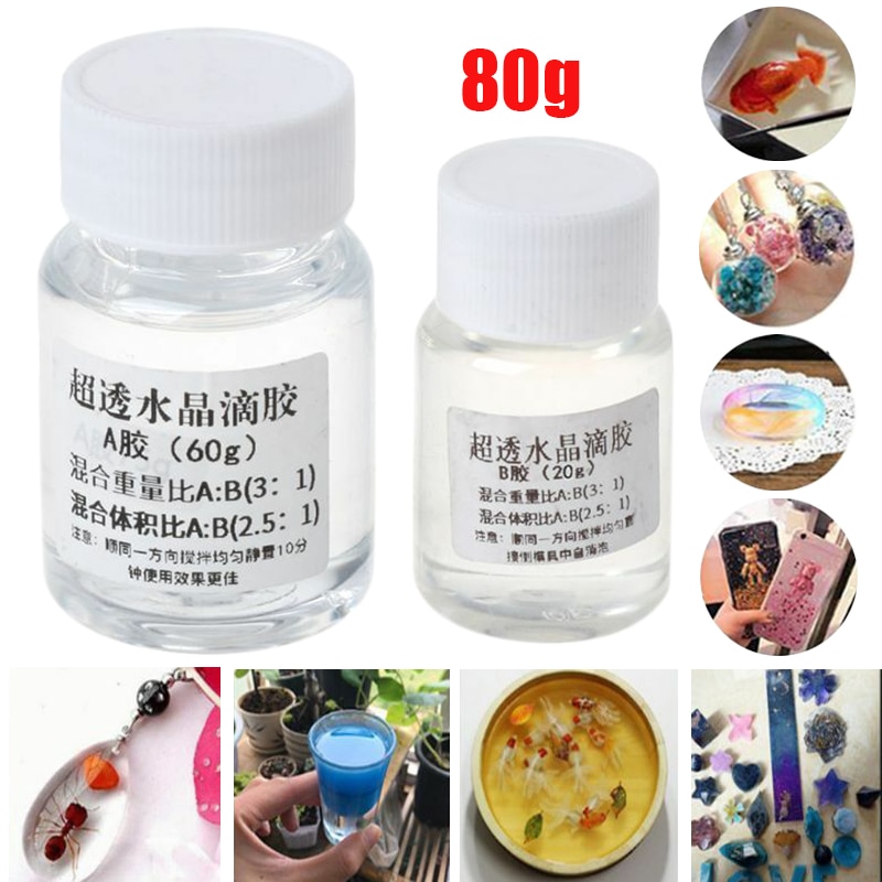 Endurecedor de secado rápido Ultra transparente de 2 uds., resina epoxi transparente, pegamento de Cristal AB para fabricación de joyas