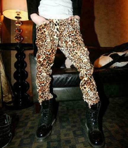 Heren luipaardprint nachtclub gala feest broek podium dans casual broek 2 stijlen: Lente enkele stijl / 38