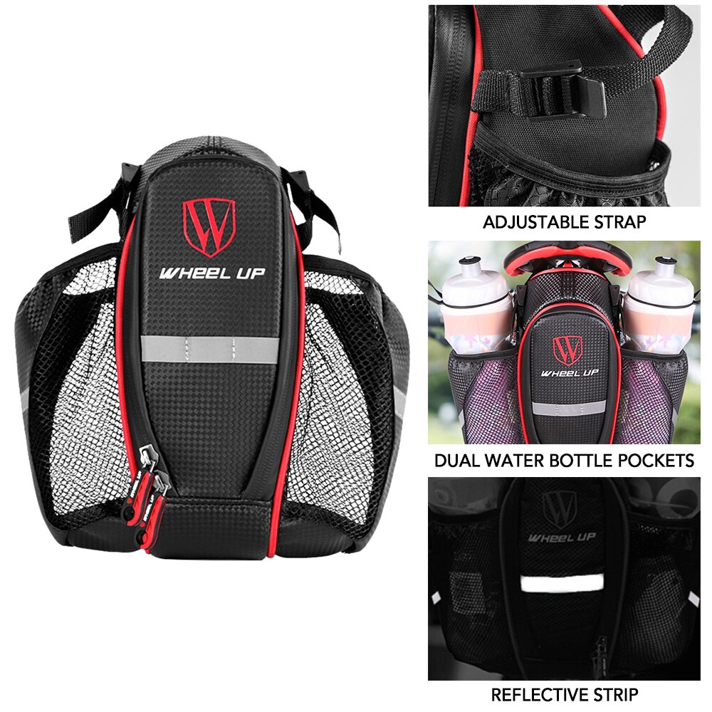Bicycle Rear Rack Bag Bike Trunk Carrier Bag Cycling Pannier Saddle Bag with Dual Water Bottle Pockets Bicycle Accessories