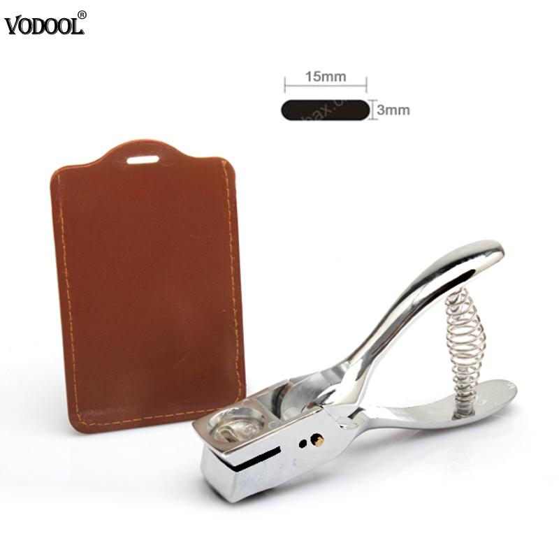 Silver Metal Slot Punch Hand Slot Puncher ID Card Photo Badge Hole Punch Tag Tool Papers Voucher Perforator Office Kit Supplies