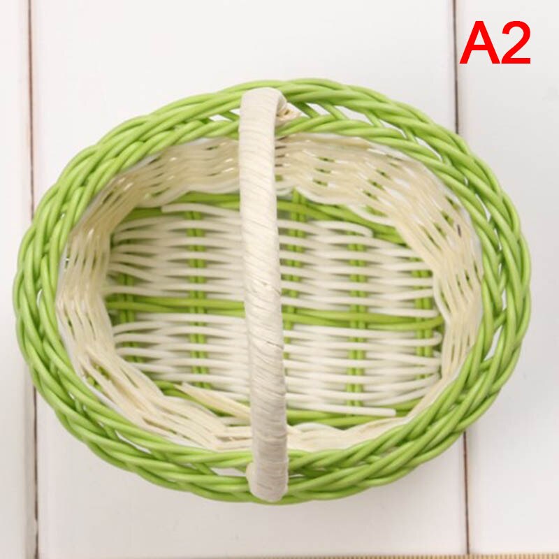 1Pcs Mini Hand-woven Storage Baskets Plastic Weaving Storage Baskets Fabric Flower Basket Fruit Rattan Cosmetics Tea Picnic Bags: A2