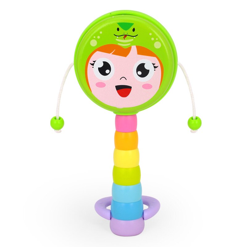 HOLA 969 bébé enfants dessin animé en plastique chinois traditionnel hochet tambour Spin fun jouets main cloche musique jouets