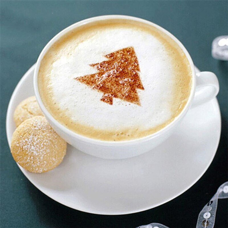 16Pcs Koffie Stencils Fancy Koffie Afdrukken Model Schuim Spuiten Taart Stencils Koffie Tekening Cappuccino Mold Poedervorm Zeef Gereedschap