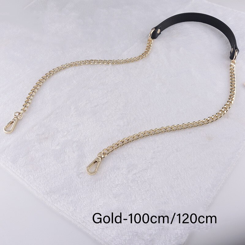 100cm/120cm Tasche Metall Kette Ersatz PU Leder Taschen Riemen für DIY Handtasche Griffe Schulter Riemen Zubehör taschen Griffe: A-Gold