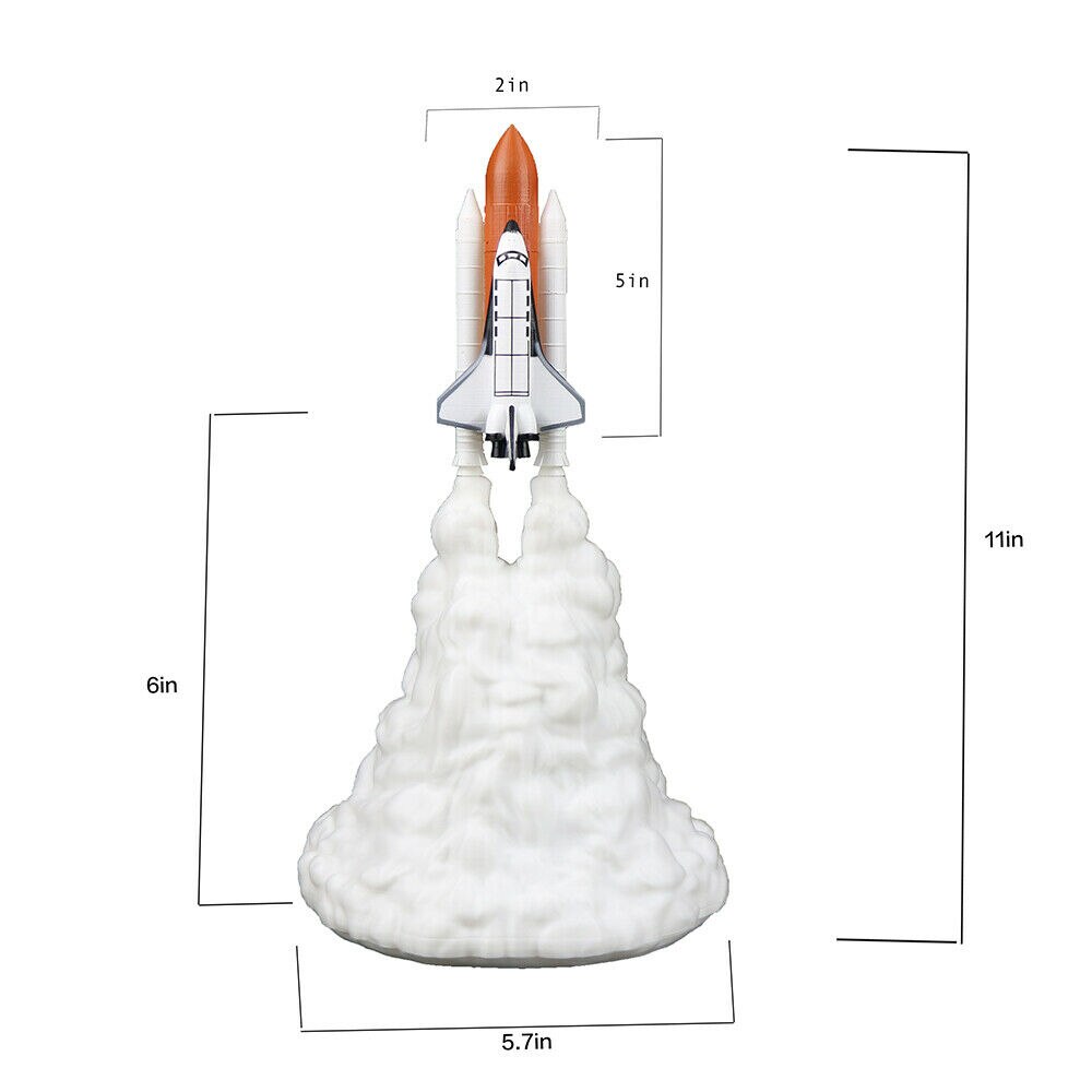 3D Print Space Shuttle Rocket Night Light LED Table Desk Lamp Room Decor Gift1: Large