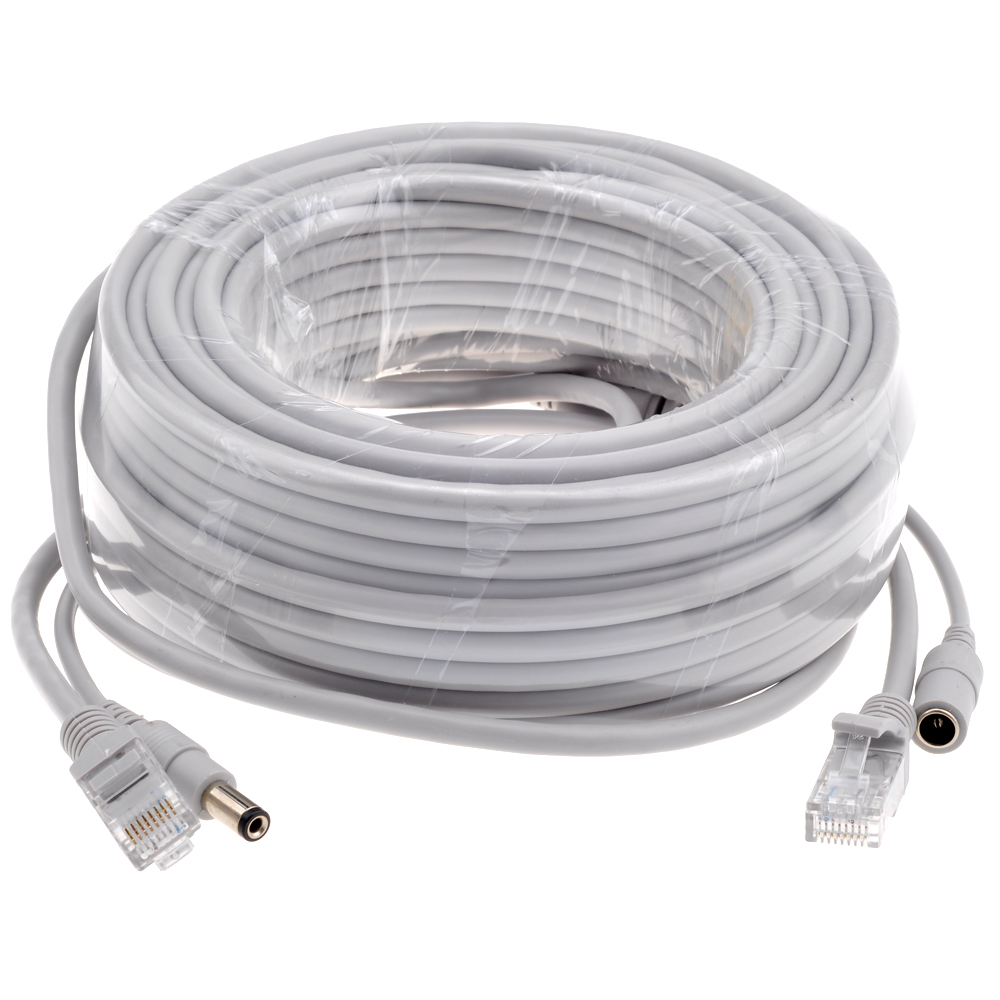 ESCAM 5 M/10 M/15 M/20 M/30 M opcional gris CAT5/CAT-5e Cable Ethernet RJ45 + DC de potencia CCTV Cable de red LAN para sistema de cámaras IP