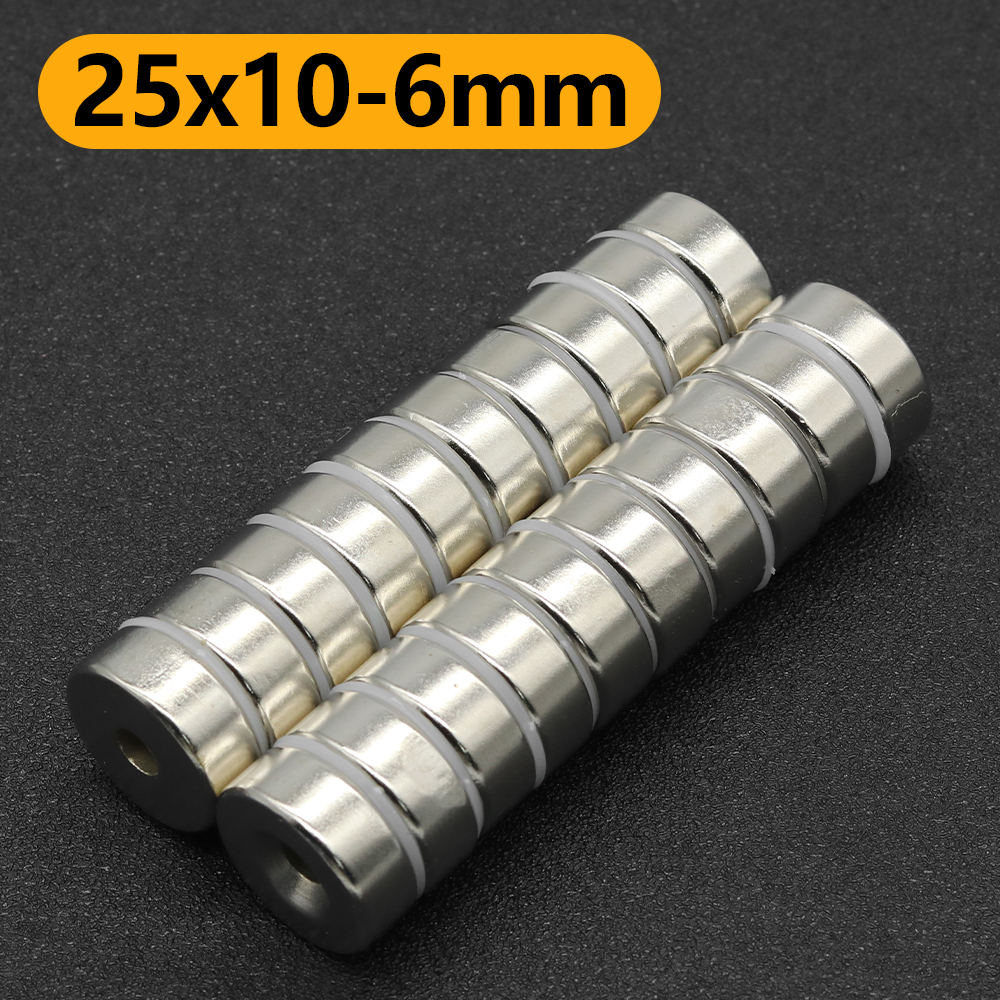 25 x 10-6mm sterk rund magnet med skrog til kjøleskapsmagneter, gjør-det-selv håndverk, vitenskapsprosjekter, kontor, tavle, verksted