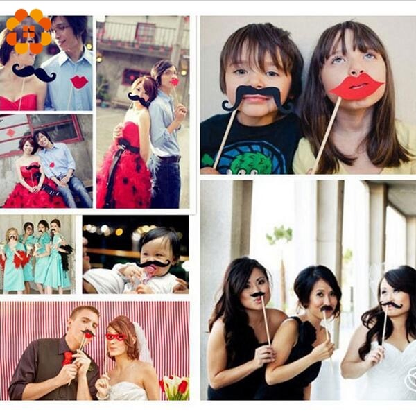 31 sztuk/zestaw śmieszne wąsy czerwone usta foto budka rekwizyty wesele dekoracje Photobooth ślub wieczór panieńnarty materiały na imprezy okolicznościowe
