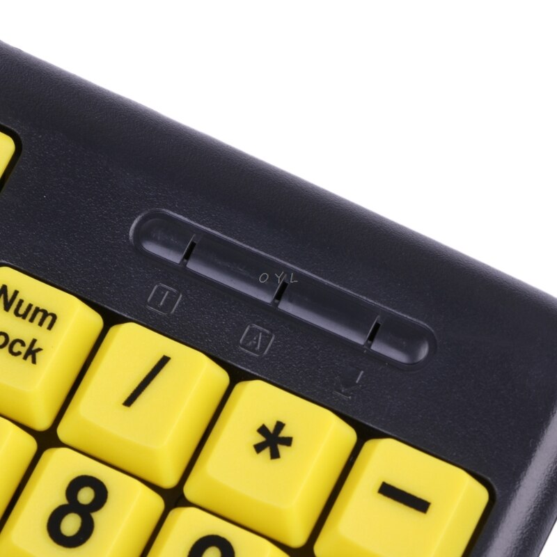 Clavier filaire USB avec gros caractères noirs et boutons jaunes, pour personnes âgées et faible Vision