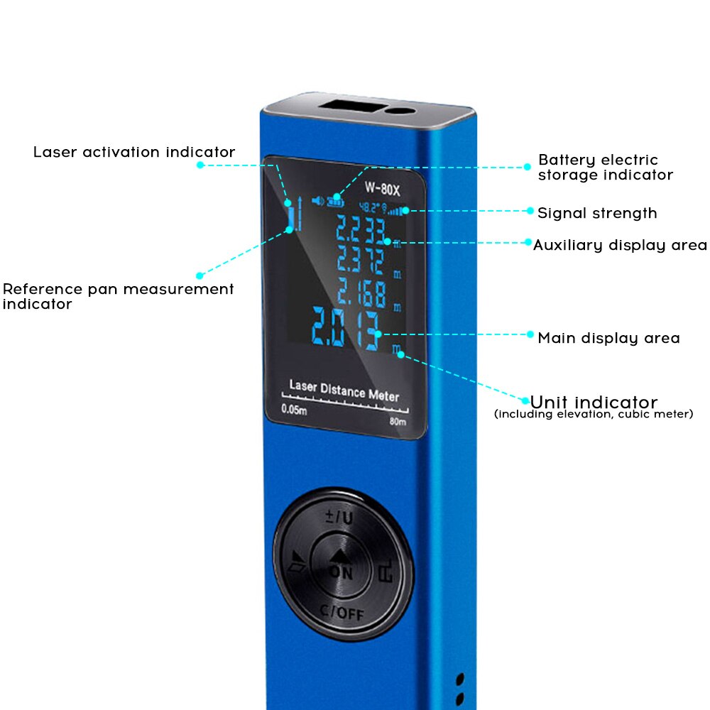 Handheld Rangefinder Digital Mini Distance Measuring Meter Electronic Space Measurement Device for Area Volume Distances