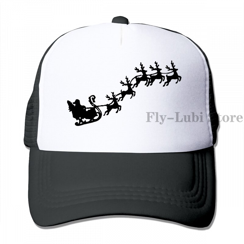 Santa Reindeer Baseball cap men women Trucker Hats adjustable cap: 3-Black