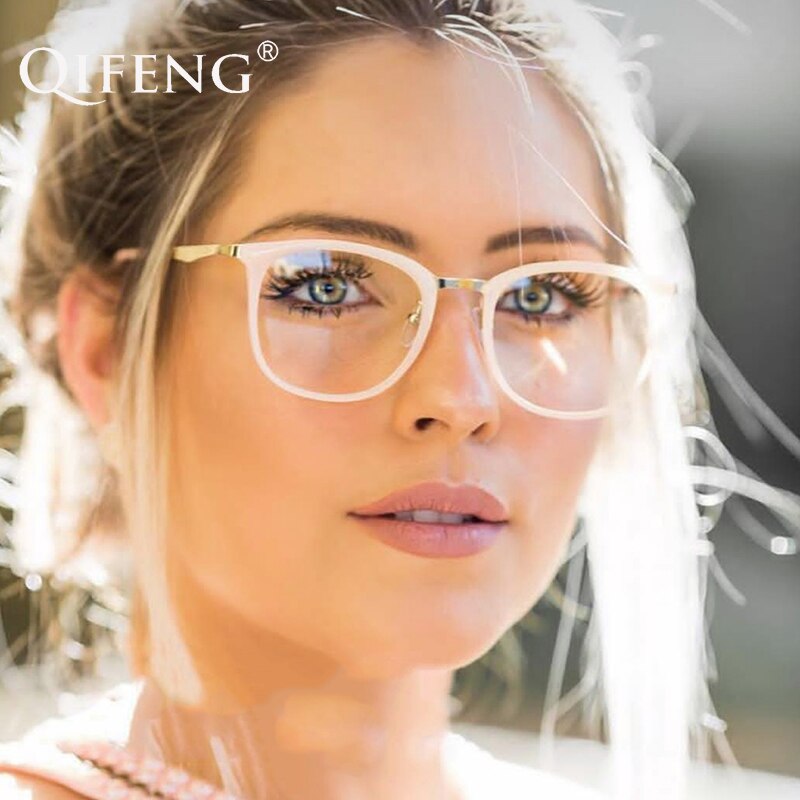 Montura de gafas ópticas para mujer, gafas graduadas por ordenador, montura de gafas para mujer, lente transparente para mujer QF114