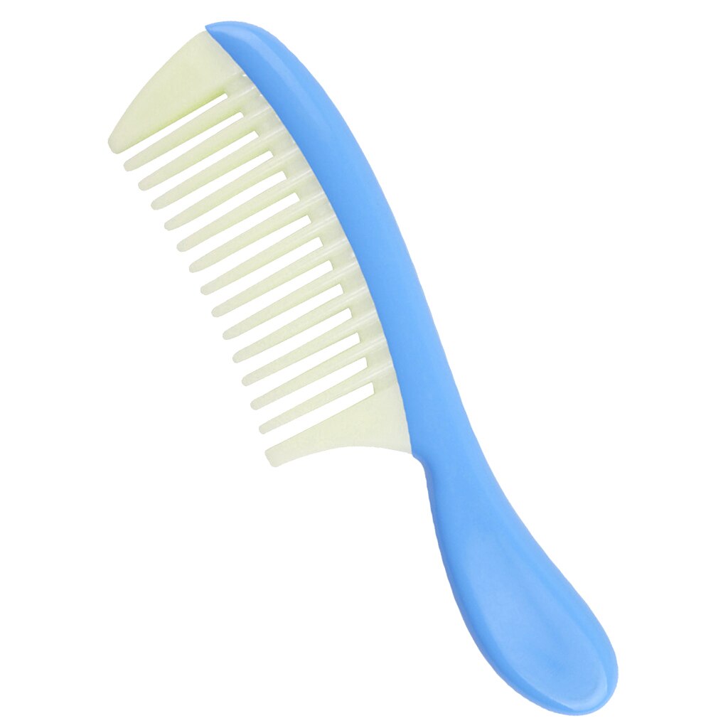 Peine de pelo con dientes anchos para mujer, peine de plástico para desenredar, desmontable, antiestático, con mango: Azul