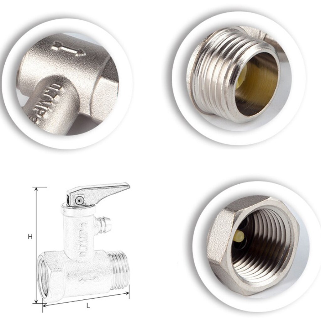 1/2 Inch DN15 Brass Valve Water Heater Safety Spring Type Safety Pres