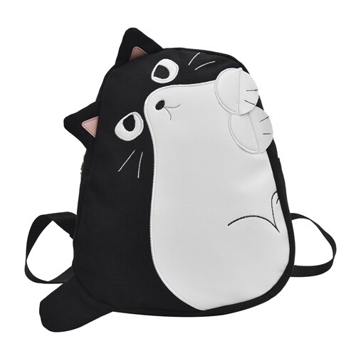 Drôle mignon chat imprimer voyage sacs à dos étudiant sac d'école femmes toile sac à dos haut-poignée sacs mochila feminina: A