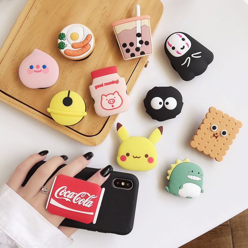 Mini dessin animé mignon motif saisir support pour téléphone rétractable Silicone support pour téléphone Mobile support adapté à tous les téléphones mobiles taille