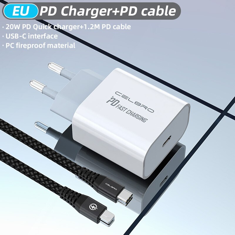 Für Iphone 12 Ladegerät PD 20W Usb C Adapter Typ C Cargador für IPhone 12 Profi Max ich Telefon ladegerät Schnelle Usb Ladegeräte EU UNS UK Stecker: EU mit c to 8pin