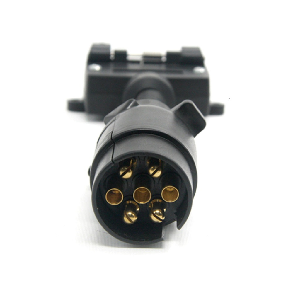 TIROL T21579d 7 Pin Plug Connector Trailer Boat Truck Car Adaptor 7 Pin Flat Socket to 7 Pin Large Round Plug