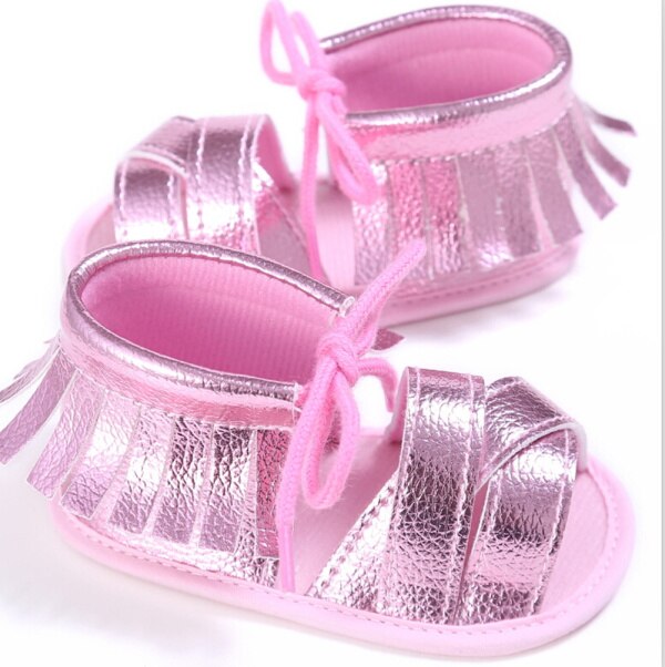 Merk zomer baby kwastjes sandalen zachte zool leren schoenen baby jongen meisje peuter effen kleur sandalen 0-18m