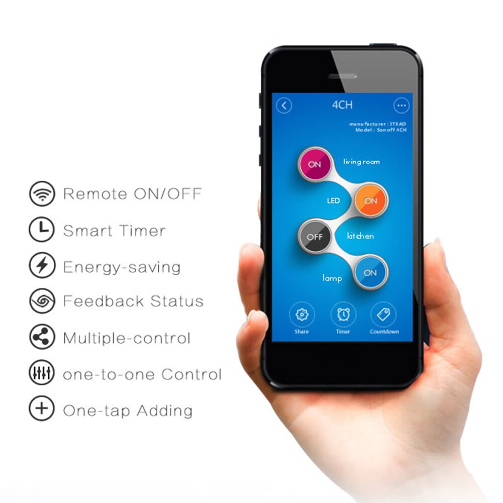 Sonoff 4CH Pro R2 4 Gang Inching Self-Locking Interlock WiFi RF Smart Switch