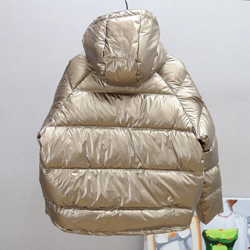 Ailegogo guld silver dubbelsidig kappa vinterjacka dam huvor vita ankdun parkas dam varm snö dun ytterkläder