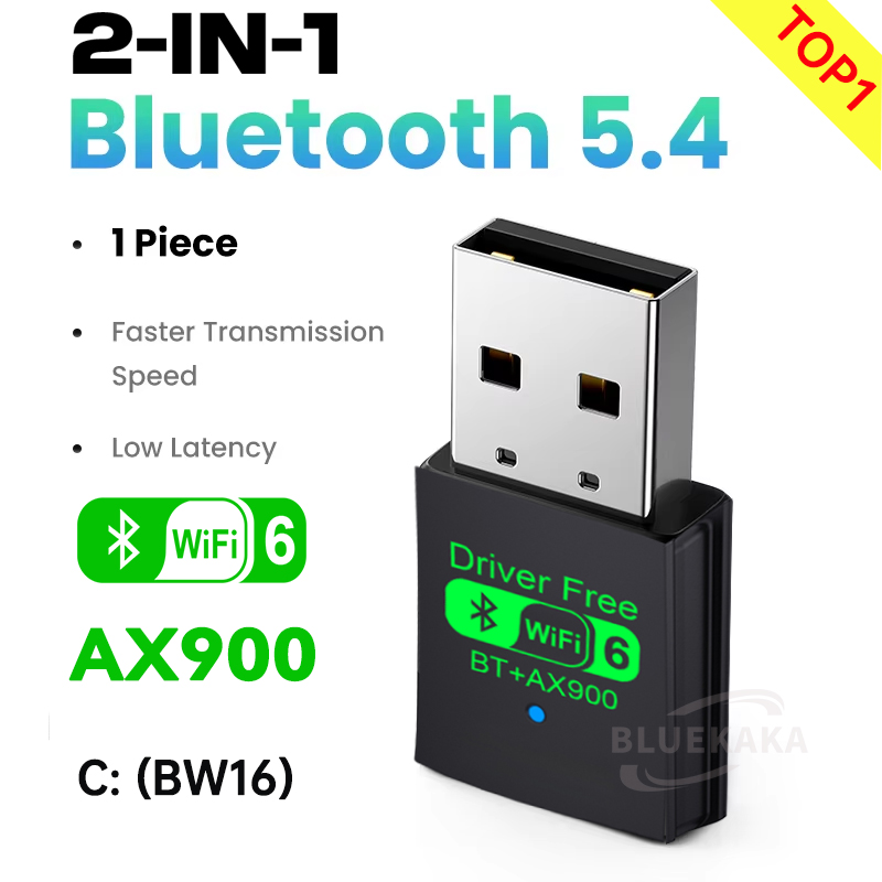 900Mbps USB Bluetooth 5.4 Adapter Draadloze Dongle Audio-ontvanger Zender Driver Gratis WiFi6 Voor PC/Laptop Win11/10 Dual Band Toetsenbord/Muis AX900: Black