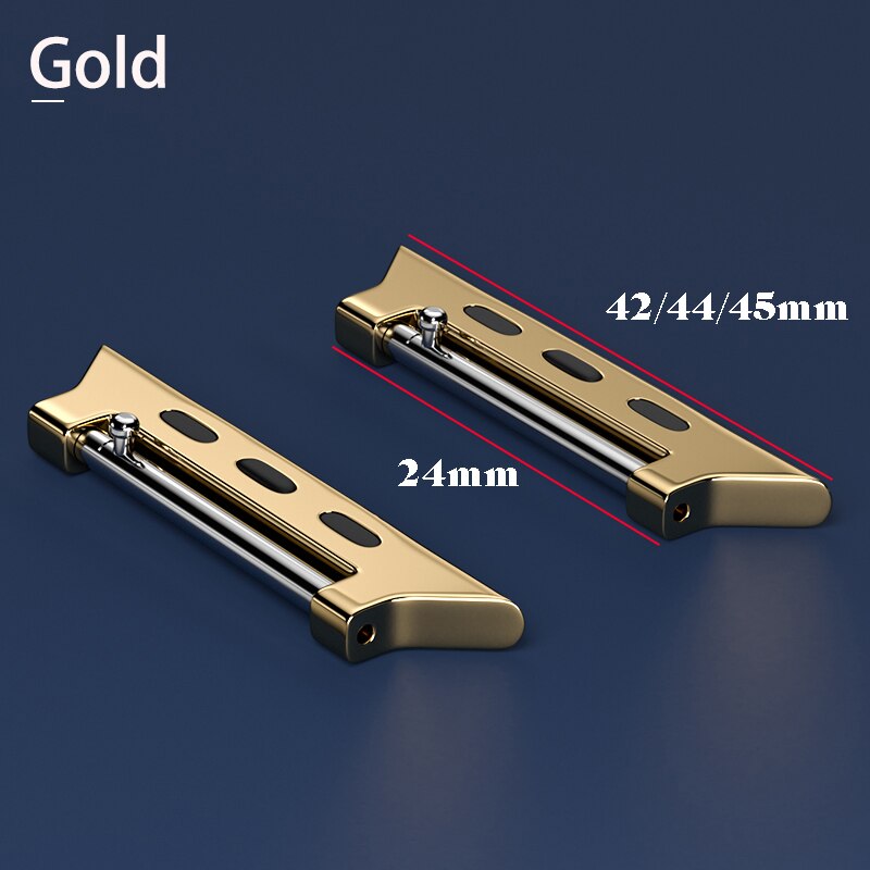 Connector Adapter for Apple Watch Band Series 7/SE/6/5/4/3/2 Quick release Connectors for Iwatch 42/38/45/41mm Stainless Steel: 24-42 Gold