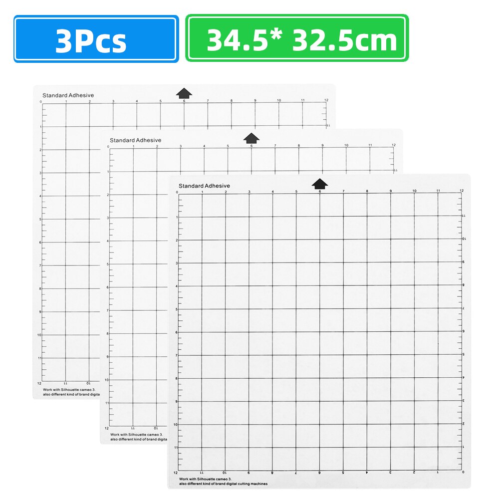 3Pcs Replacement Cutting Mat Transparent PP Material Adhesive Mat with Measuring 12 Inch for Silhouette Cameo Plotter Machine