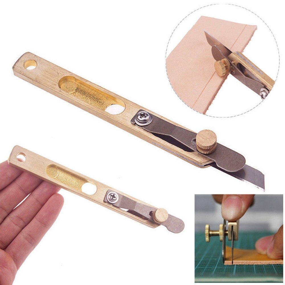 Leather Craft Tools DIY Incision Cutter Knife Copper Trimming Tool with Blade