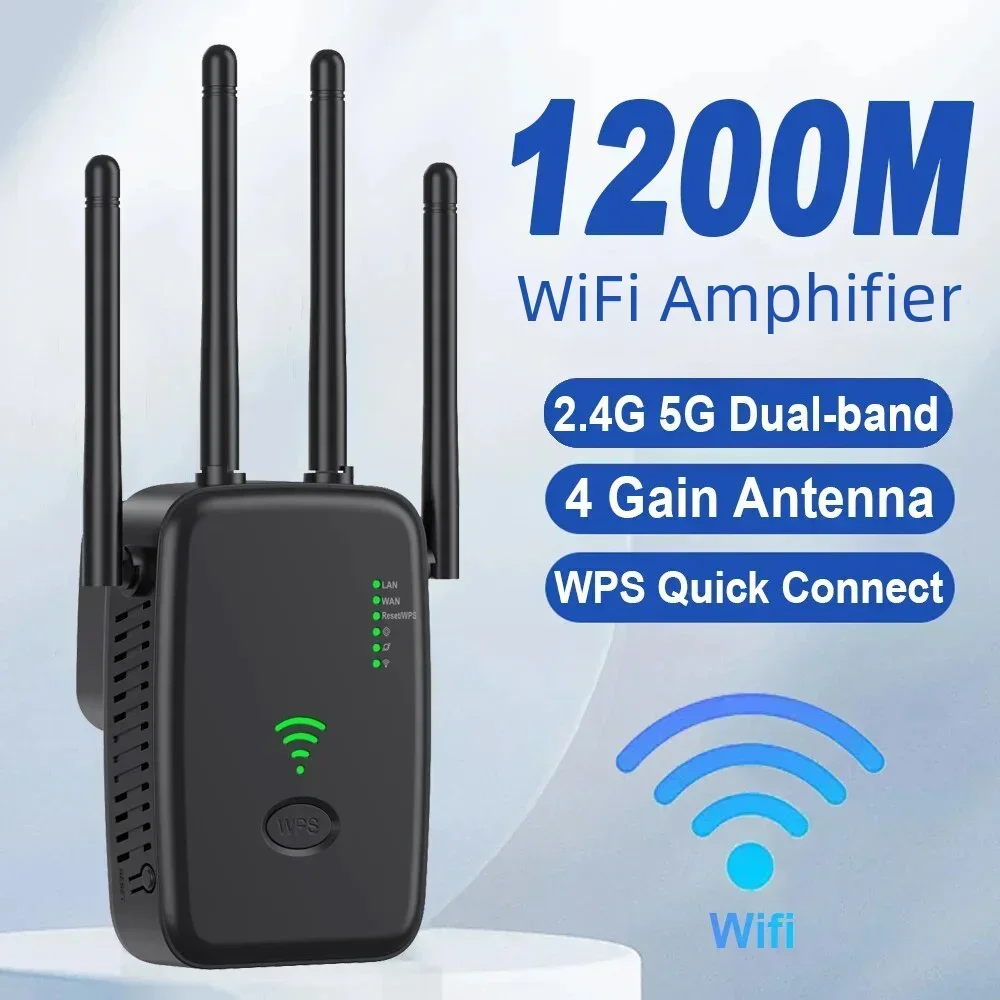 Wireless Router 1200Mbps WiFi Repeater 2.4G 5G WiFi Signal Amplifier Extender Router WIFI Booster for Home Office