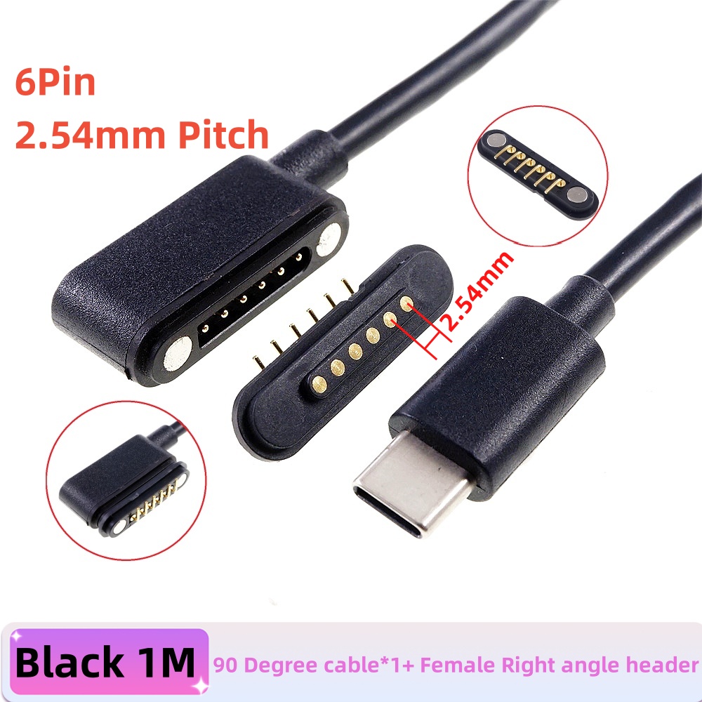 Magnetisk pogo-stift usb-c-kabel fjäderbelastad typ  c 2 4 6- positions hane hona 3a- kontakt ström dataöverföring: Elfenben