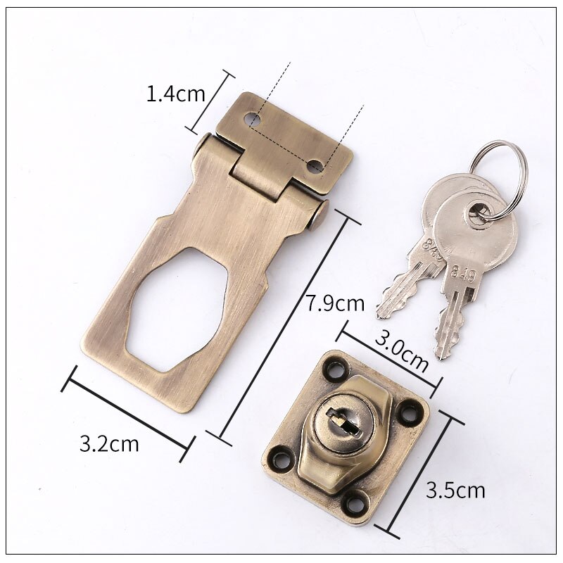 Stainless Steel Plating Self Locking Security Hasp Staple Lock Cupboard Padlock Door/Shed/Gate/Van Lock/desk/close with 2 Keys: B brass
