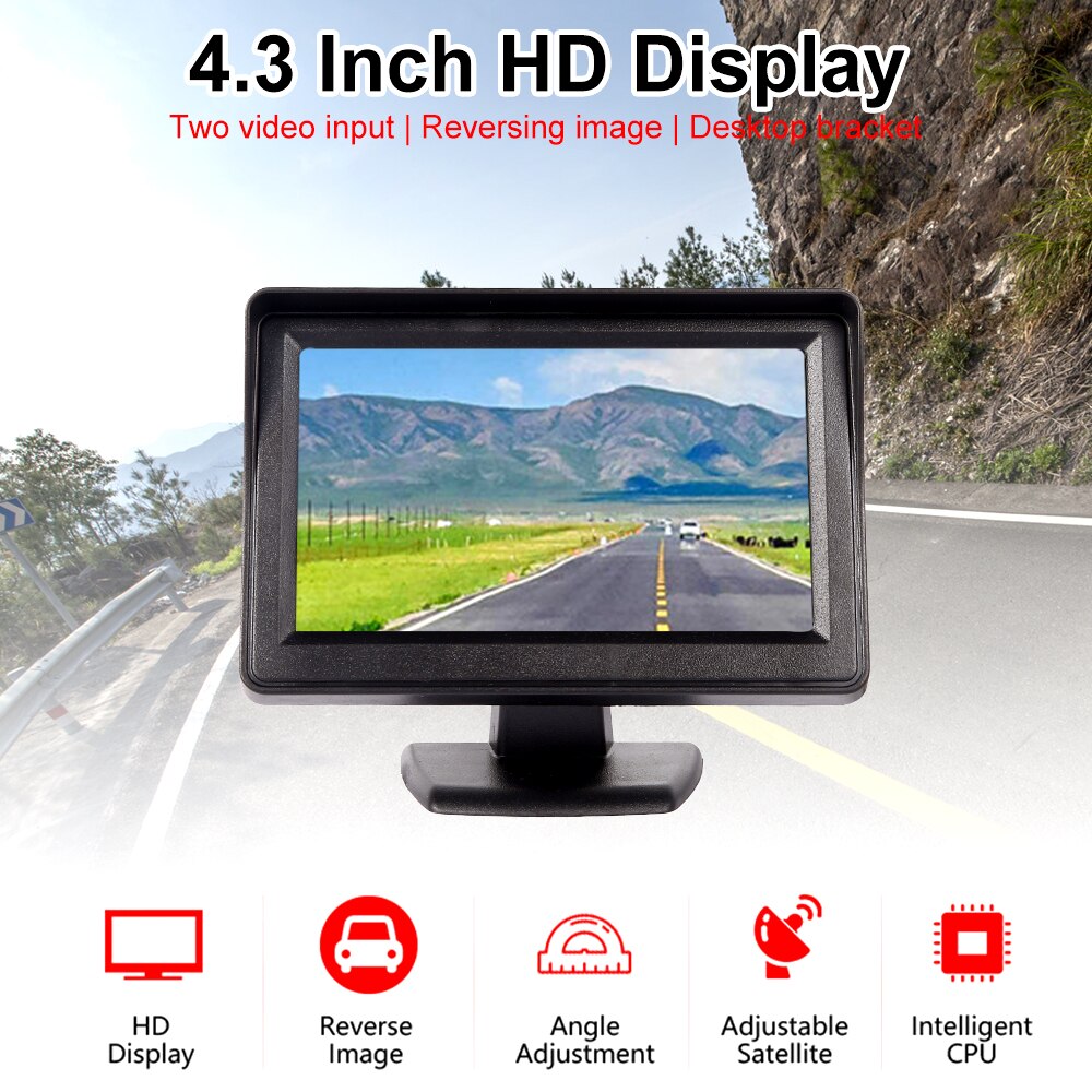 4.3 Inch Auto Monitor Voor Achteruitrijcamera Tft Lcd Display Reverse Camera Monitor Hd Digitale Kleur Video-ingang Screen ntsc Pal