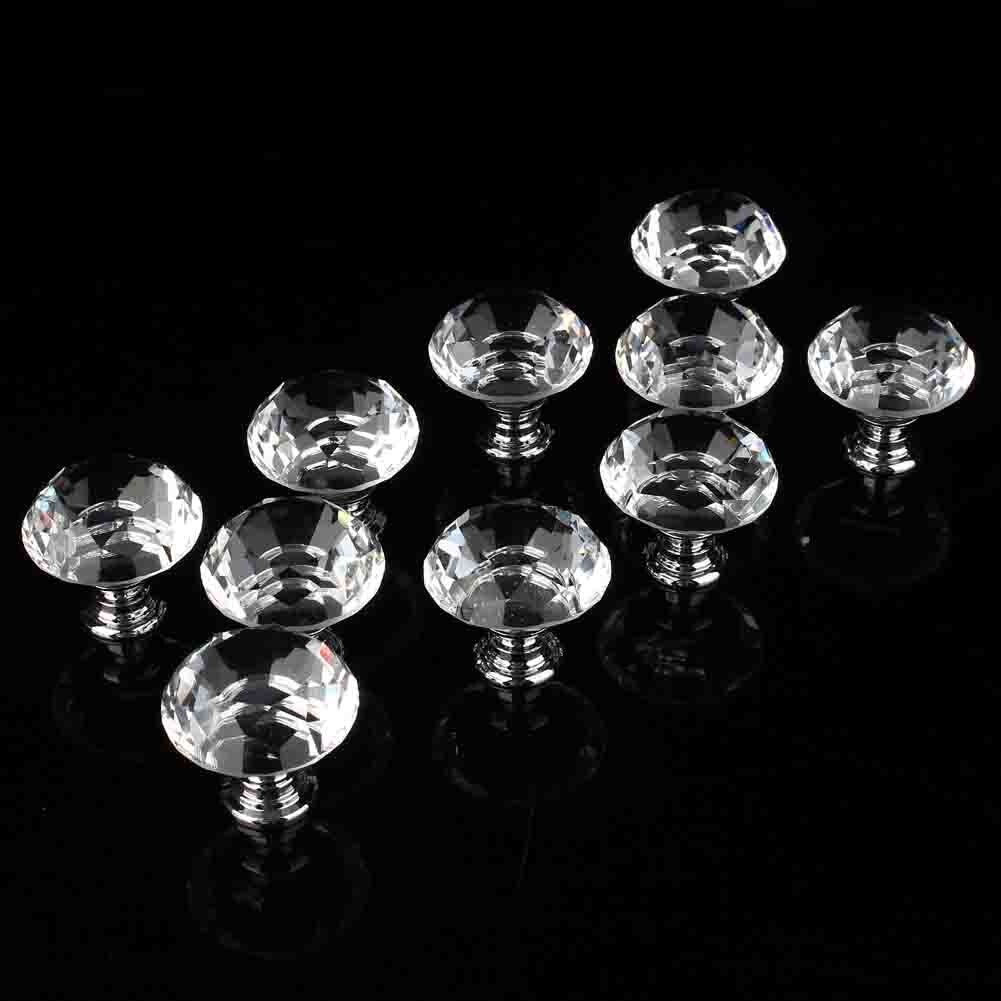 Helt enkelt praktisk og mest økonomisk 10 stk krystal glasskabsknopper skuffe kommodeknopper skabshåndtag sæt